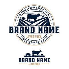 Farm animal livestock circle badge logo template