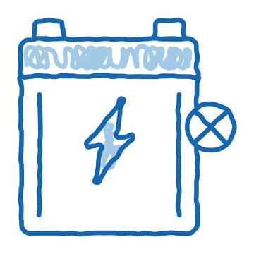 Dead Battery Doodle Icon Hand Drawn Illustration