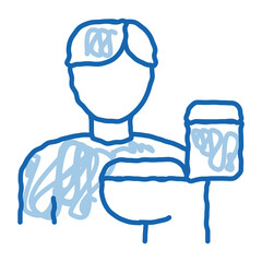 Man And Toilet doodle icon hand drawn illustration