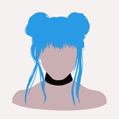 Illustration of a girl with blue hair