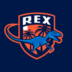 Naklejka premium Dinosaur tyrannosaurus rex mascot logo