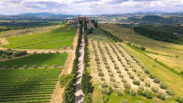 Castle Gussago Bresica Italy. spectacular view on lake, italian summer view aerial by Drone