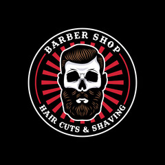Skull barbershop circle badge