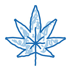 Hemp Plant Leaf doodle icon hand drawn illustration