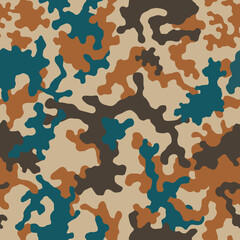 Vector camouflage seamless pattern. Fashionable design style for t-shirt. Military texture, camo clothing while hunting illustration