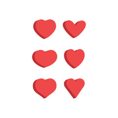 3d heart set, flat style design. Love symbol for valentine's day.