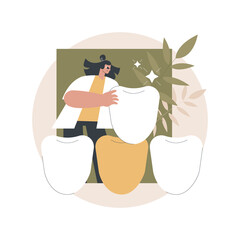 Dental veneers abstract concept vector illustration. Veneer placement, dental beauty solution, teeth aesthetics, cosmetic dentistry service, orthodontic clinic, celebrity smile abstract metaphor.