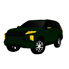 Vector illustration of a charming green SUV car.
