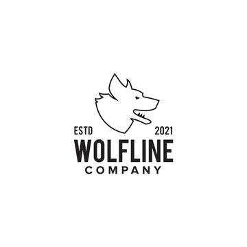 Wolf head line logo design template