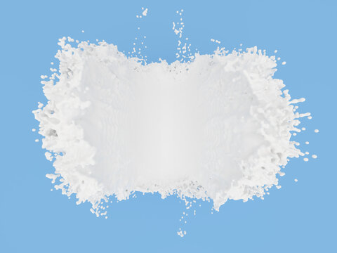 Milk background spread for centering product placement. 3D Render