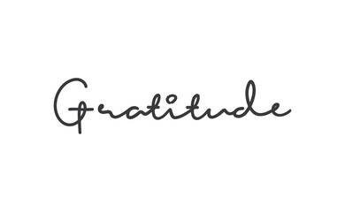 Gratitude word lettering design. Hand drawn lettering style. Thankful and motivational message.