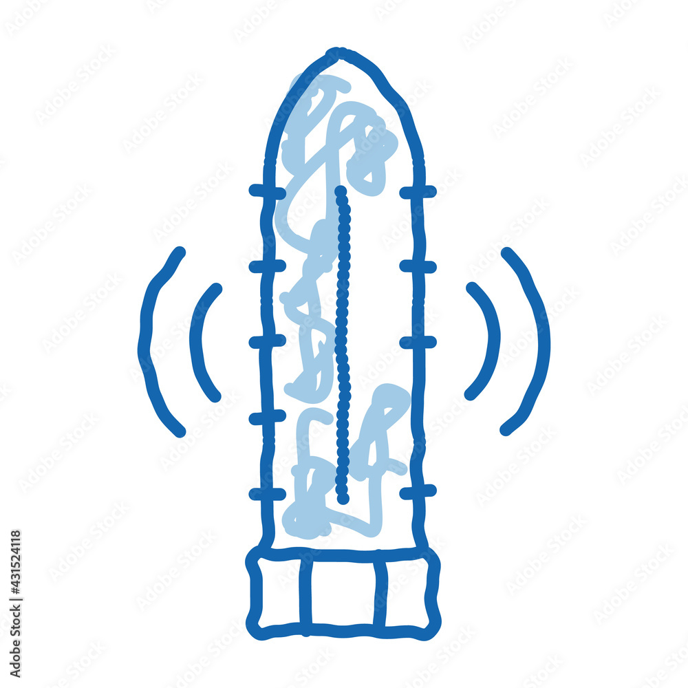 Poster Vibro Dildo Toy doodle icon hand drawn illustration