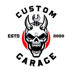 Skull devil with wrench custom garage