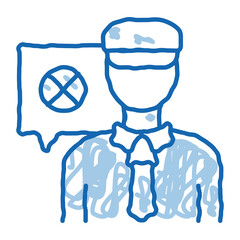 Policeman Denial doodle icon hand drawn illustration