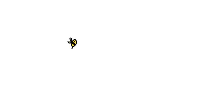 Small bee flying round. Hand drawn comic frame by frame animation.
