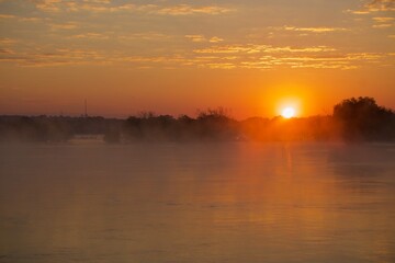 Misty Sunrise on the Zambezi river, Zimbabwe