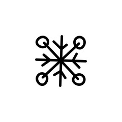 Snowflake Icon. Flat logo of snowflake isolated on white background. New Year and winter symbol. Vector illustration