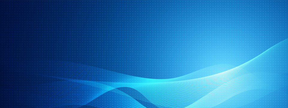 Abstract blue technology wave design, overlap line, digital network, vector communication concept, dot pattern background, blank space