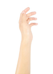 Obraz premium Left-hand gesture and male hand sign isolated on white background with clipping path.