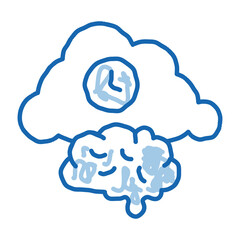 Brain Cloud Clock doodle icon hand drawn illustration