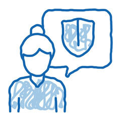 Old Woman Shield doodle icon hand drawn illustration