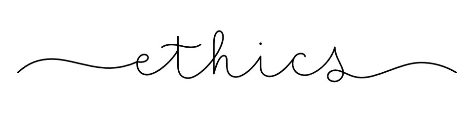 ETHICS black vector monoline calligraphy banner isolated on white background