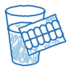 Teeth Water Glass doodle icon hand drawn illustration
