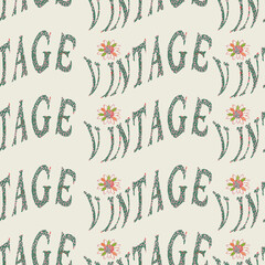 Text with vintage vector repeat pattern print background
