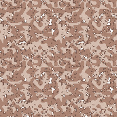 Digital pixel camouflage seamless pattern for your design. Brown camo color desert. Vector Texture