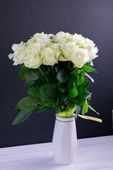 Bouquet of white Roses in vase