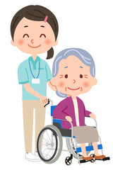 ヘルパーの男女の全身イラスト