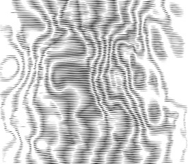 Moire background. Abstract dynamical rippled surface, visual halftone 3D effect, illusion of movement, curvature. Vector texture
