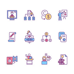 Copyright RGB color icons set