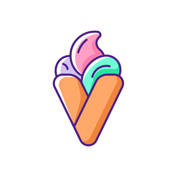recommend clip art: Bubble waffle ice cream RGB color icon