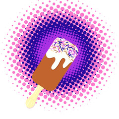 Summer desert image. ce cream chocolate sweets vector illustration