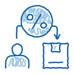 Man Save Percent doodle icon hand drawn illustration