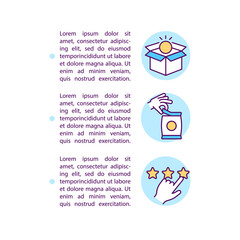 Use of goods and services concept line icons with text