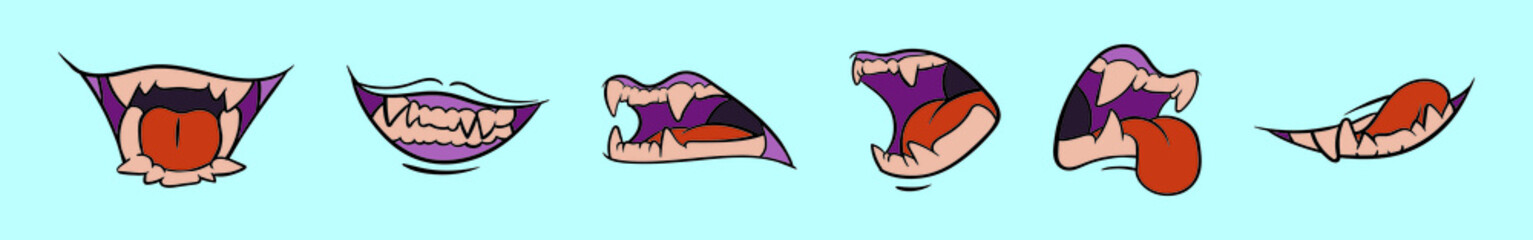 set of mouth cartoon icon design template with various models. vector illustration isolated on blue background