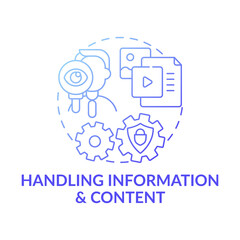 Handling information and content dark blue concept icon