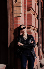 Street portrait woman in sunglasses