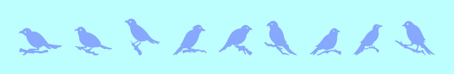 set of bird cartoon icon design template with various models. vector illustration isolated on blue background