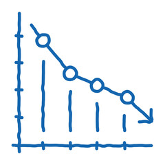 Falling Chart doodle icon hand drawn illustration