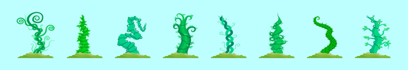 set of beanstalk cartoon icon design template with various models. vector illustration isolated on blue background