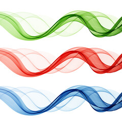 Set of colored waves. Abstract vector graphics. eps 10