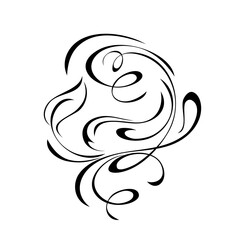 ornament 1739. abstract decorative element with a single leaf and vignettes in black lines on a white background