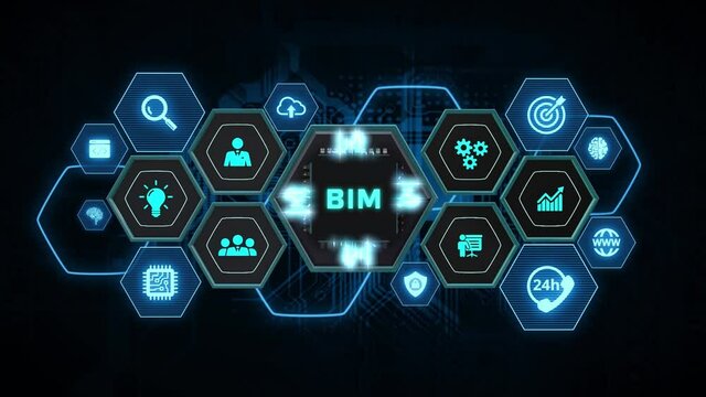 The concept of business, technology, the Internet and the network. virtual screen of the future and sees the inscription: BIM