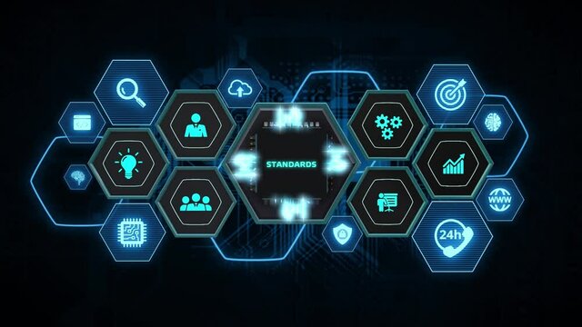 Standards compliant check, Quality assurance and control. Business and technology concept.
