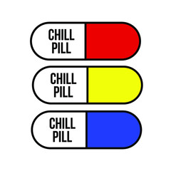 Chill Pill set of 3 T-shirt Design Vector Illustration Can Print on T-shirt Poster Banner
