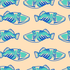Vector naadloos patroon met vissen. Ideaal voor textielbedrukking, behang en verpakkingen