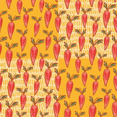 Carrot background seamless vector pattern in a modern retro style.